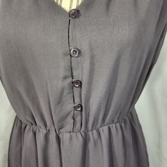 Epilogue Grey Sleeveless V Neck Partial Button Elastic Waist Dress Size Medium - Picture 5 of 12